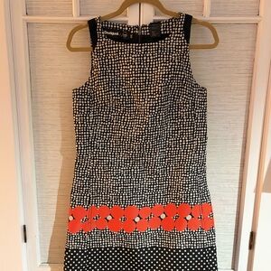 Desigual Black and White Polka Dot Dress with  Orange Accents